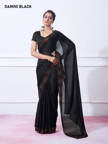 D.NO. DAMINI BLACK BY LAXMINAM CHIFFON SAREE MANUFACTURER IN INDIA